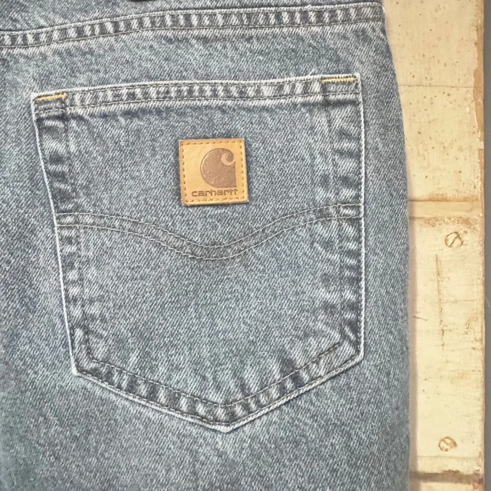 Men's Carhartt Blue Jeans Work Pants 38x30 B480 DPS Traditional Fit‎ EUC - 2